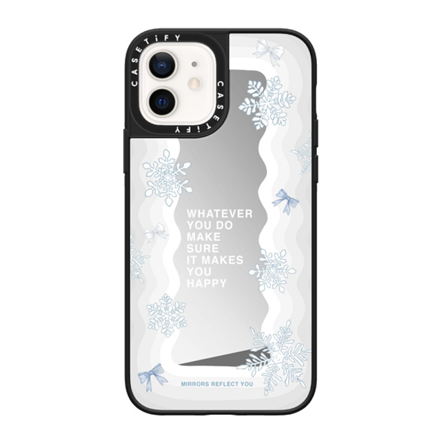 Mirrors Reflect You x CASETiFY iPhone 12 ケース Silver on Black ミラーケース MagSafe対応 First Snow