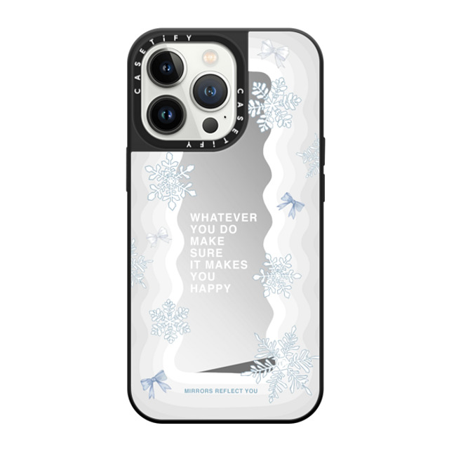 Mirrors Reflect You x CASETiFY iPhone 13 Pro ケース Silver on Black ミラーケース MagSafe対応 First Snow