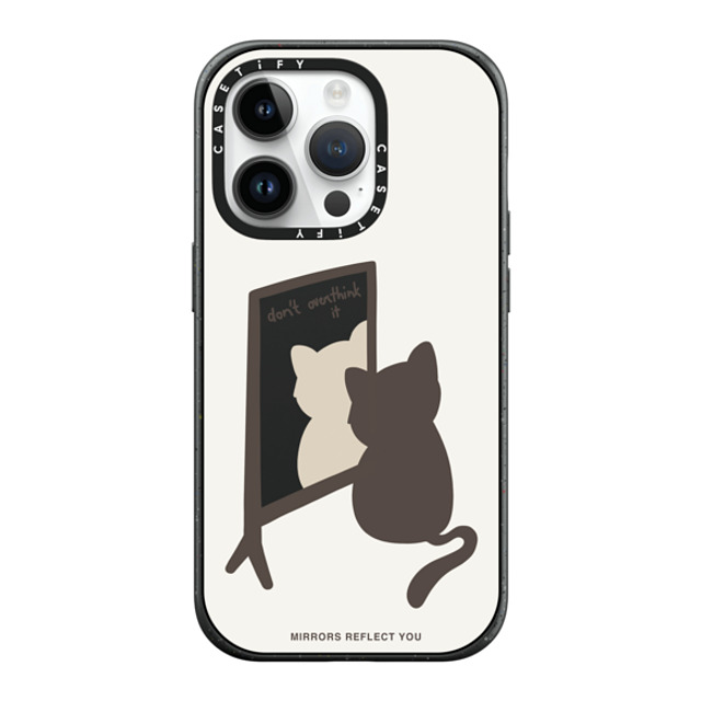 Mirrors Reflect You x CASETiFY iPhone 14 Pro ケース マットブラック インパクトケース MagSafe対応 overthinking cat