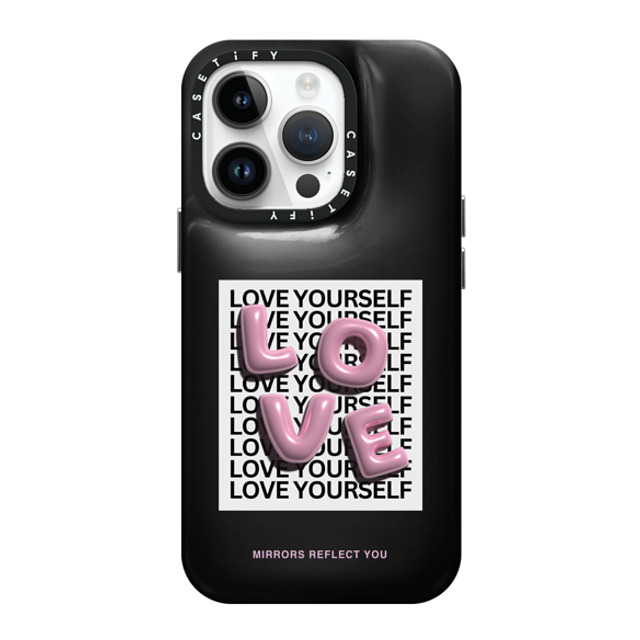 Mirrors Reflect You x CASETiFY iPhone 14 Pro ケース Phantom Black ピローケース LOVE