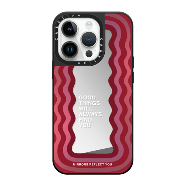 Mirrors Reflect You x CASETiFY iPhone 14 Pro ケース Silver on Black ミラーケース MagSafe対応 Good Things