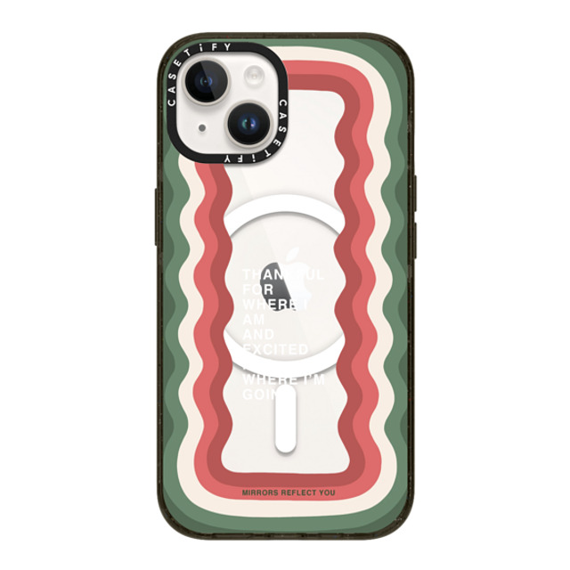 Mirrors Reflect You x CASETiFY iPhone 14 ケース ブラック インパクトケース MagSafe対応 Candy Cane Waves