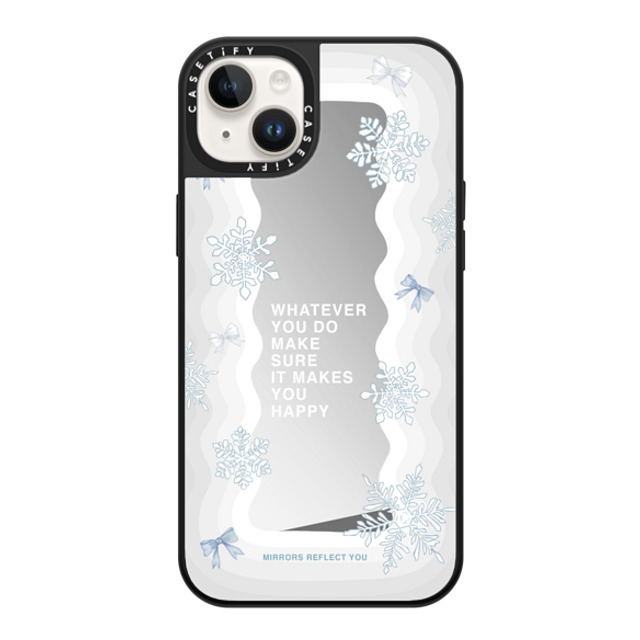 Mirrors Reflect You x CASETiFY iPhone 14 Plus ケース Silver on Black ミラーケース MagSafe対応 First Snow