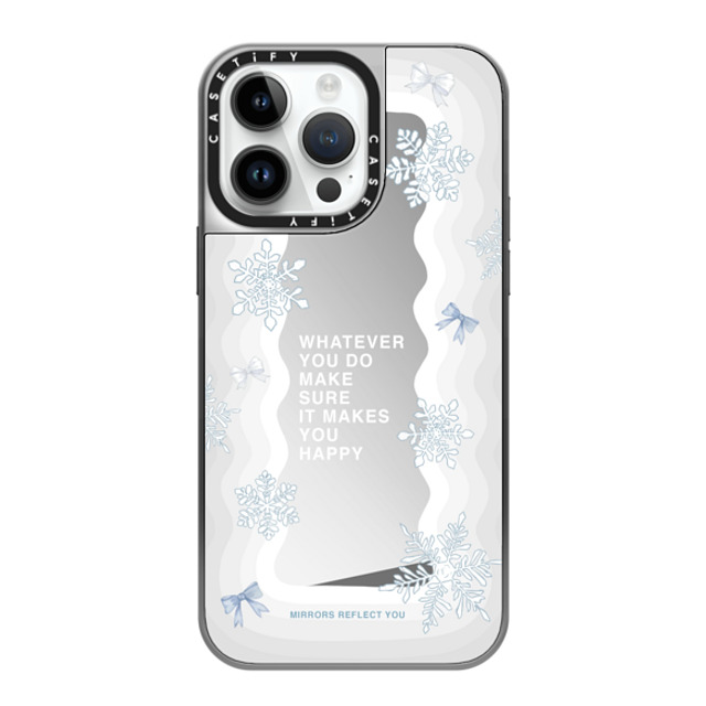 Mirrors Reflect You x CASETiFY iPhone 14 Pro Max ケース シルバー (シルバーバンパー) ミラーケース MagSafe対応 First Snow