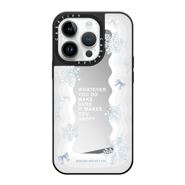 Mirrors Reflect You x CASETiFY iPhone 14 Pro ケース Silver on Black ミラーケース MagSafe対応 First Snow