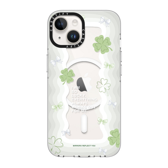 Mirrors Reflect You x CASETiFY iPhone 14 Case Clear Clear Case MagSafe Compatible Lucky Girl Mirrors Reflect You x CASETiFY iPhone 14 Case Clear Clear Case MagSafe Compatible Lucky Girl