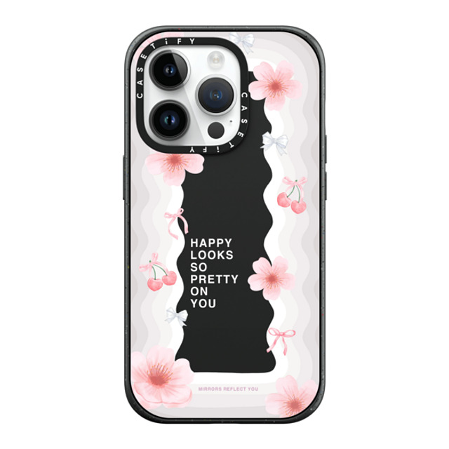 Mirrors Reflect You x CASETiFY iPhone 14 Pro ケース マットブラック インパクトケース MagSafe対応 Sakura Waves