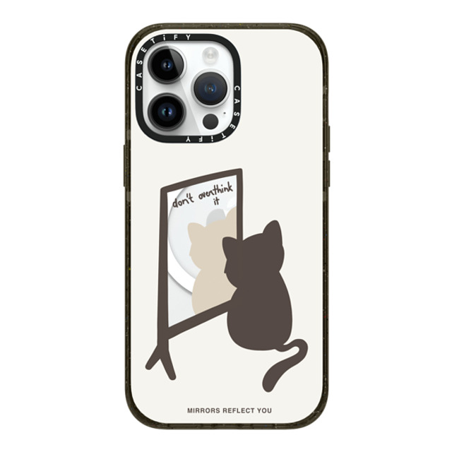 Mirrors Reflect You x CASETiFY iPhone 14 Pro Max ケース ブラック インパクトケース MagSafe対応 overthinking cat