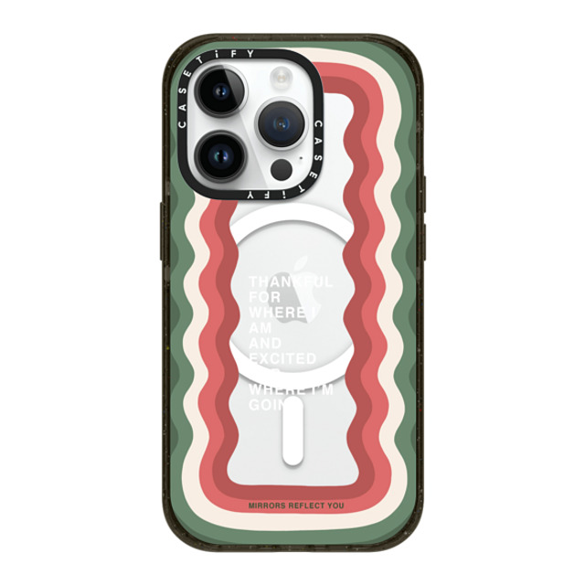 Mirrors Reflect You x CASETiFY iPhone 14 Pro ケース ブラック インパクトケース MagSafe対応 Candy Cane Waves