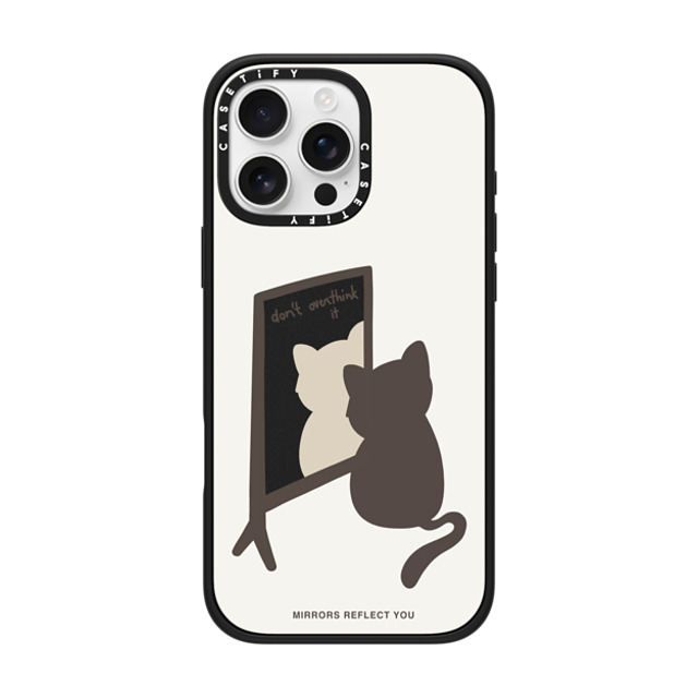 Mirrors Reflect You x CASETiFY iPhone 16 Pro Max ケース マットブラック インパクトケース MagSafe対応 overthinking cat