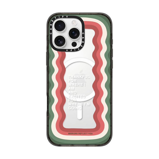 Mirrors Reflect You x CASETiFY iPhone 16 Pro Max ケース ブラック インパクトケース MagSafe対応 Candy Cane Waves