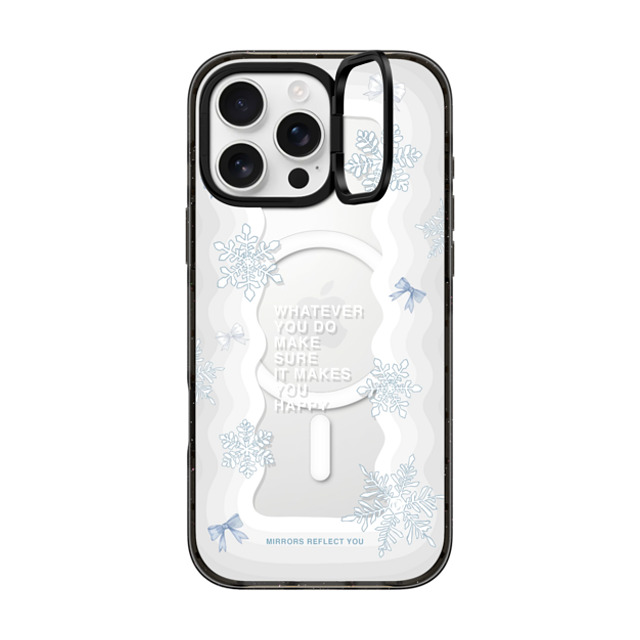 Mirrors Reflect You x CASETiFY iPhone 16 Pro Max ケース ブラック インパクトリングスタンドケース MagSafe対応 First Snow