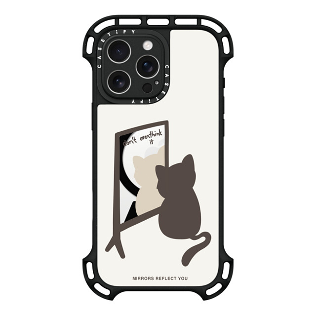 Mirrors Reflect You x CASETiFY iPhone 16 Pro Max ケース ブラック ウルトラ バウンスケース MagSafe対応 overthinking cat