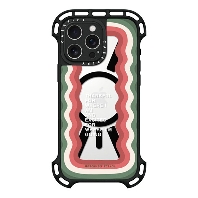 Mirrors Reflect You x CASETiFY iPhone 16 Pro Max ケース ブラック ウルトラ バウンスケース MagSafe対応 Candy Cane Waves