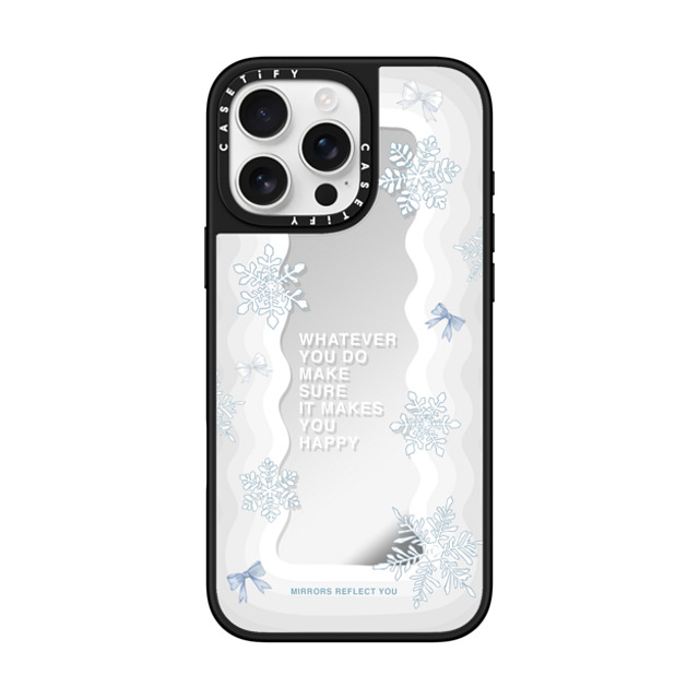 Mirrors Reflect You x CASETiFY iPhone 16 Pro Max ケース Silver on Black ミラーケース MagSafe対応 First Snow