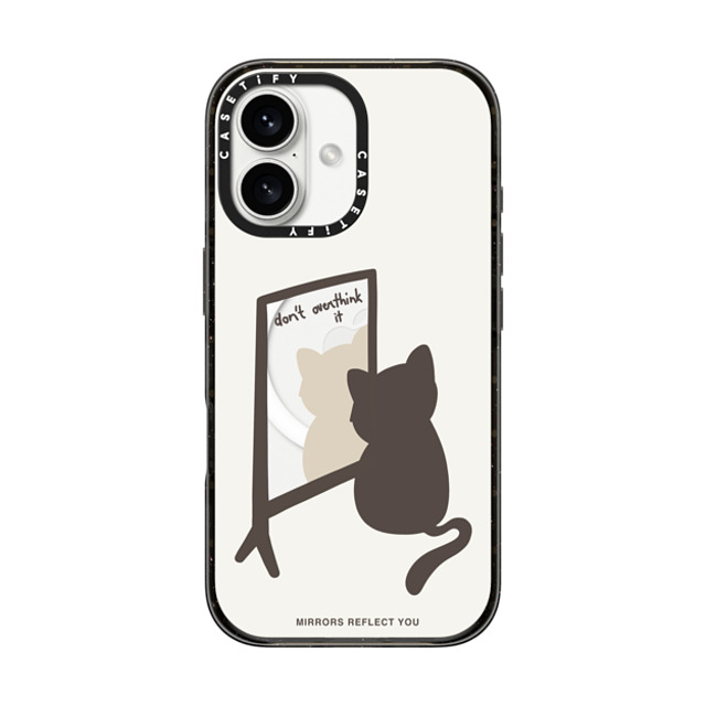 Mirrors Reflect You x CASETiFY iPhone 16 ケース ブラック インパクトケース MagSafe対応 overthinking cat