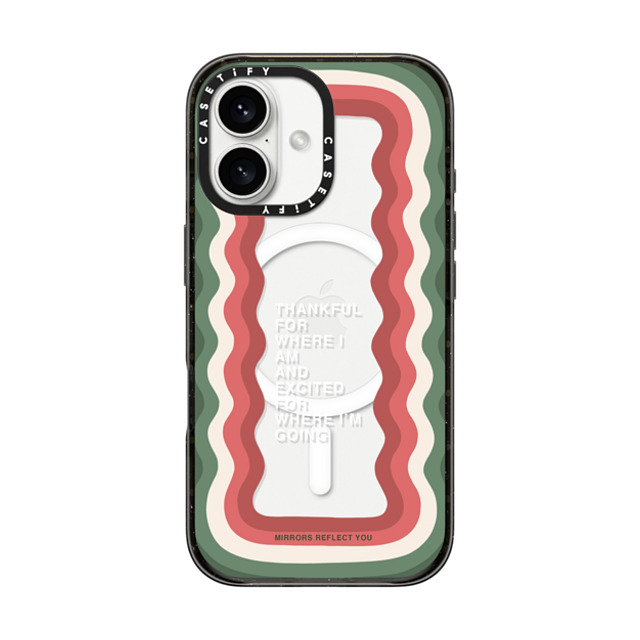 Mirrors Reflect You x CASETiFY iPhone 16 ケース ブラック インパクトケース MagSafe対応 Candy Cane Waves