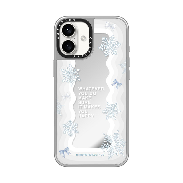 Mirrors Reflect You x CASETiFY iPhone 16 Plus ケース シルバー (シルバーバンパー) ミラーケース MagSafe対応 First Snow