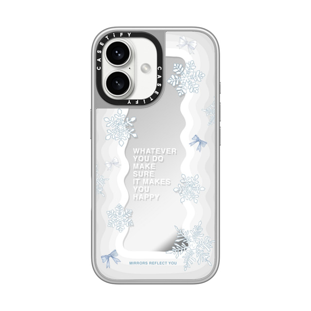 Mirrors Reflect You x CASETiFY iPhone 16 ケース シルバー (シルバーバンパー) ミラーケース MagSafe対応 First Snow