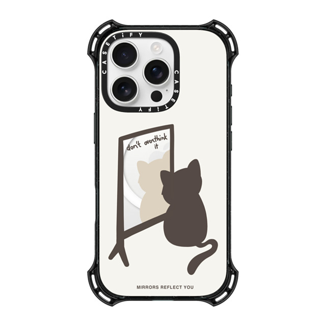 Mirrors Reflect You x CASETiFY iPhone 16 Pro ケース ブラック バウンスケース overthinking cat