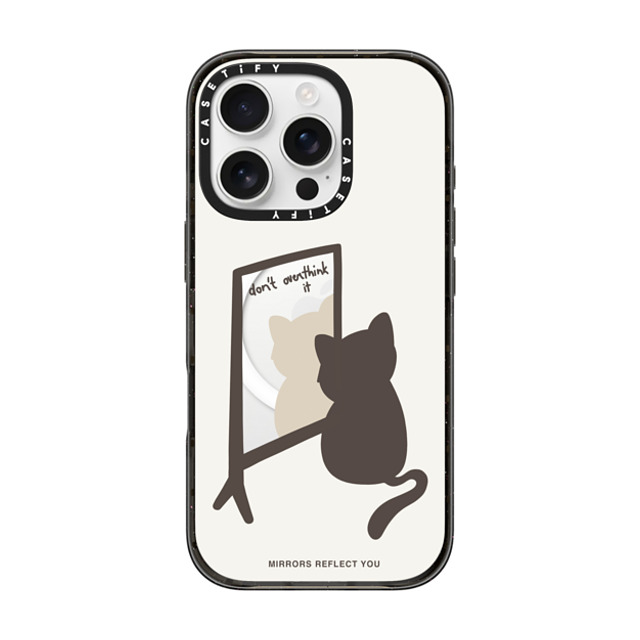 Mirrors Reflect You x CASETiFY iPhone 16 Pro ケース ブラック インパクトケース MagSafe対応 overthinking cat