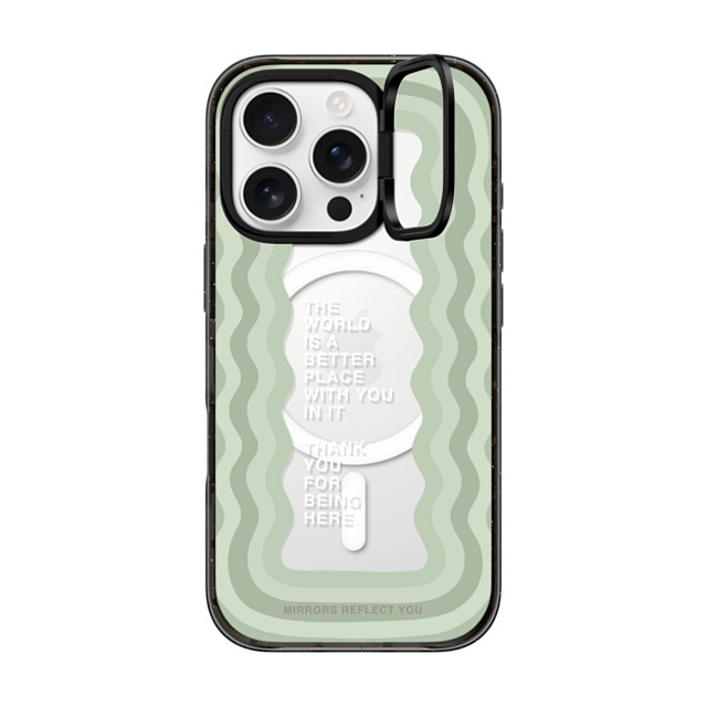 Mirrors Reflect You x CASETiFY iPhone 16 Pro ケース ブラック インパクトリングスタンドケース MagSafe対応 better with you