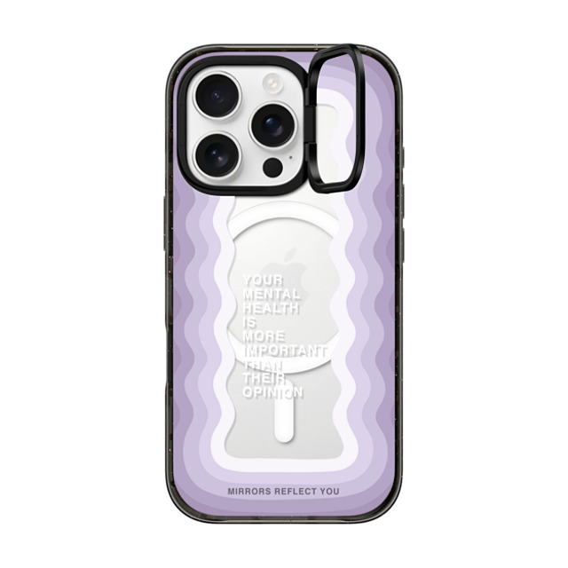 Mirrors Reflect You x CASETiFY iPhone 16 Pro ケース ブラック インパクトリングスタンドケース MagSafe対応 Your Mental Health