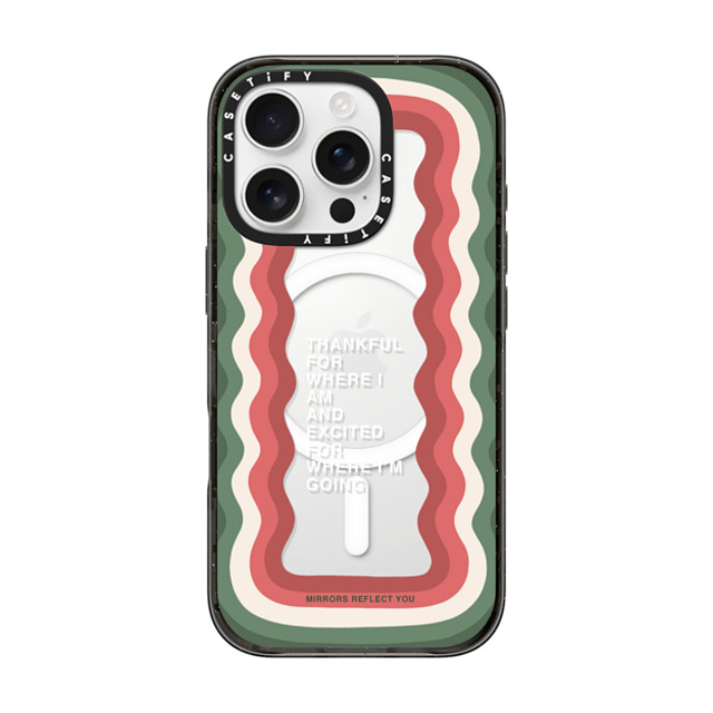 Mirrors Reflect You x CASETiFY iPhone 16 Pro ケース ブラック インパクトケース MagSafe対応 Candy Cane Waves