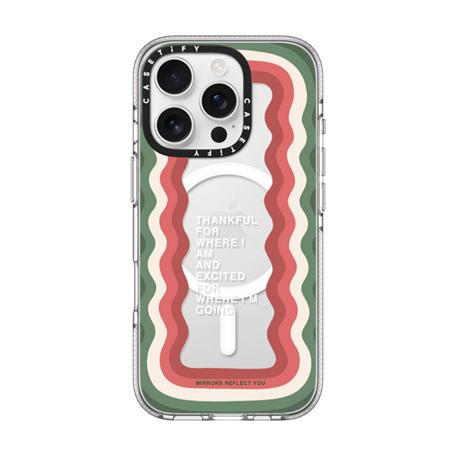 Mirrors Reflect You x CASETiFY iPhone 16 Pro ケース クリア クリア ケース MagSafe対応 Candy Cane Waves