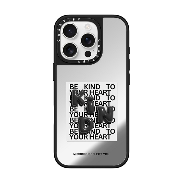 Mirrors Reflect You x CASETiFY iPhone 16 Pro Case Quote,Typography Silver on Black ミラーケース MagSafe対応 KIND Back to School Mirrors Reflect You x CASETiFY iPhone 16 Pro Case Quote,Typography Silver on Black ミラーケース MagSafe対応 KIND Back to School