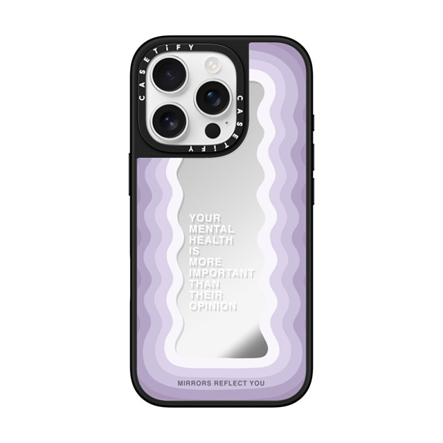 Mirrors Reflect You x CASETiFY iPhone 16 Pro ケース Silver on Black ミラーケース MagSafe対応 Your Mental Health