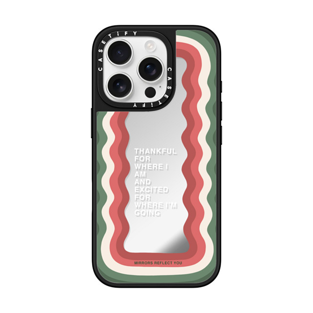 Mirrors Reflect You x CASETiFY iPhone 16 Pro ケース Silver on Black ミラーケース MagSafe対応 Candy Cane Waves