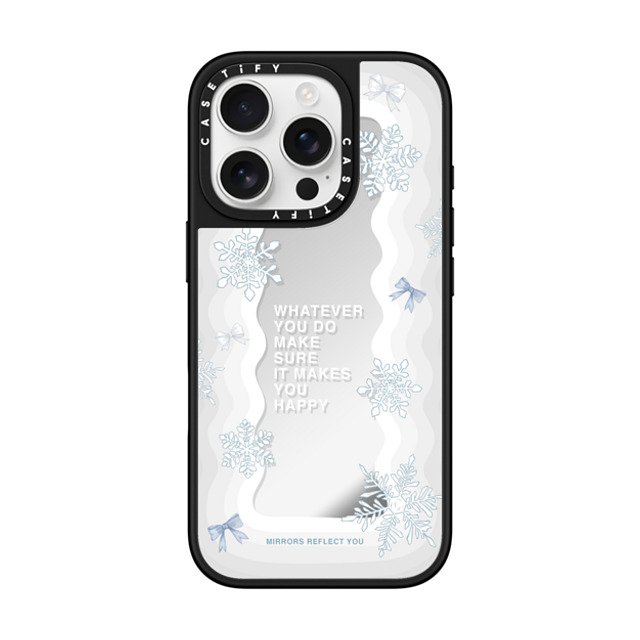 Mirrors Reflect You x CASETiFY iPhone 16 Pro ケース Silver on Black ミラーケース MagSafe対応 First Snow