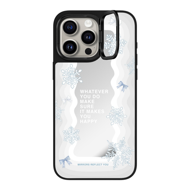 Mirrors Reflect You x CASETiFY iPhone 15 Pro Max ケース Silver on Black ミラー リングスタンドケース MagSafe対応 First Snow