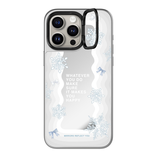 Mirrors Reflect You x CASETiFY iPhone 15 Pro Max ケース シルバー (シルバーバンパー) ミラー リングスタンドケース MagSafe対応 First Snow