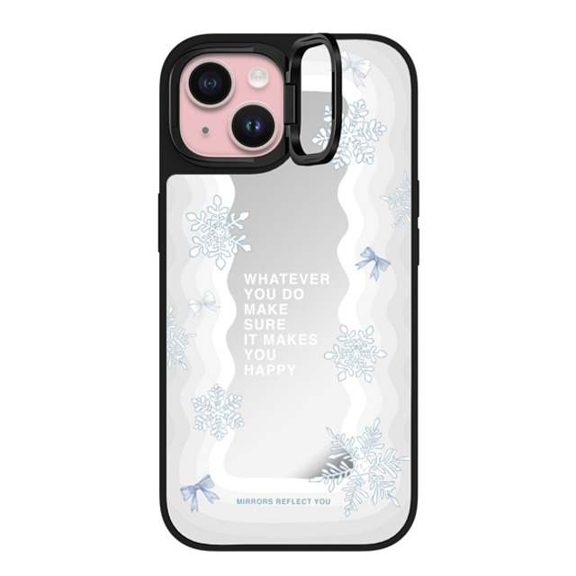 Mirrors Reflect You x CASETiFY iPhone 15 ケース Silver on Black ミラー リングスタンドケース MagSafe対応 First Snow