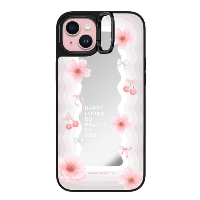 Mirrors Reflect You x CASETiFY iPhone 15 Plus Case Silver on Black ミラー リングスタンドケース MagSafe対応 Sakura Waves Mother's Day Mirrors Reflect You x CASETiFY iPhone 15 Plus Case Silver on Black ミラー リングスタンドケース MagSafe対応 Sakura Waves Mother's Day