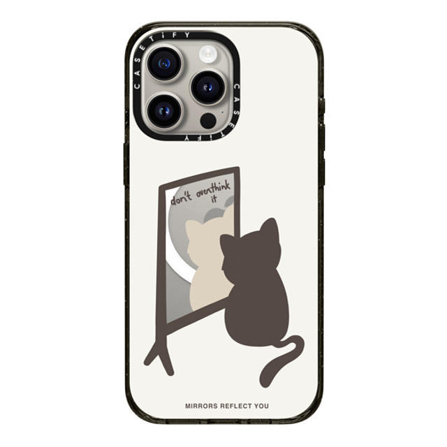 Mirrors Reflect You x CASETiFY iPhone 15 Pro Max ケース ブラック インパクトケース MagSafe対応 overthinking cat