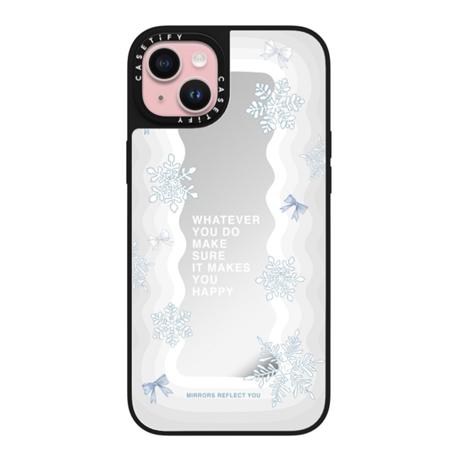 Mirrors Reflect You x CASETiFY iPhone 15 Plus ケース Silver on Black ミラーケース MagSafe対応 First Snow