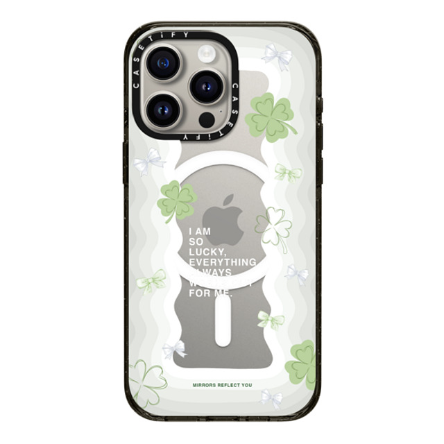 Mirrors Reflect You x CASETiFY iPhone 15 Pro Max ケース ブラック インパクトケース MagSafe対応 Lucky Girl