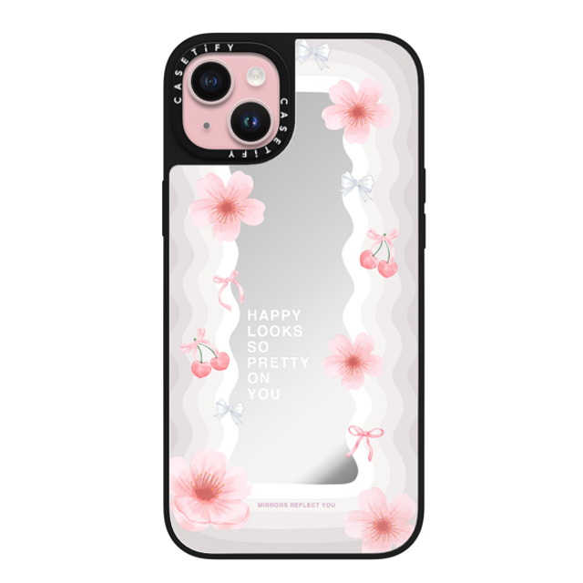 Mirrors Reflect You x CASETiFY iPhone 15 Plus Case Silver on Black ミラーケース MagSafe対応 Sakura Waves Mirrors Reflect You x CASETiFY iPhone 15 Plus Case Silver on Black ミラーケース MagSafe対応 Sakura Waves