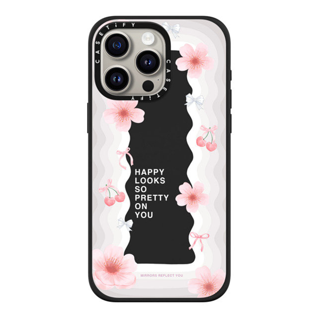 Mirrors Reflect You x CASETiFY iPhone 15 Pro Max ケース マットブラック インパクトケース MagSafe対応 Sakura Waves