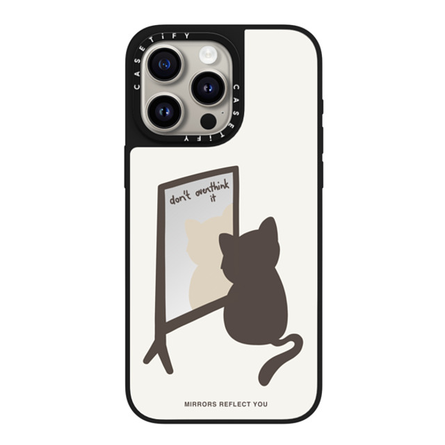 Mirrors Reflect You x CASETiFY iPhone 15 Pro Max ケース Silver on Black ミラーケース MagSafe対応 overthinking cat