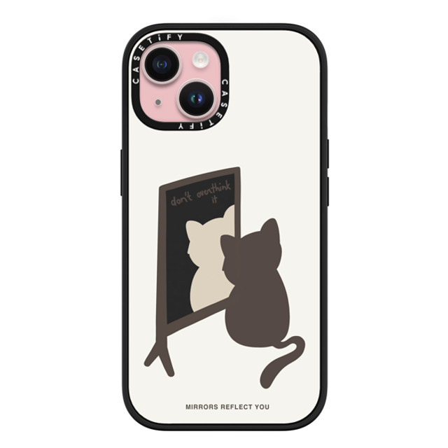 Mirrors Reflect You x CASETiFY iPhone 15 ケース マットブラック インパクトケース MagSafe対応 overthinking cat