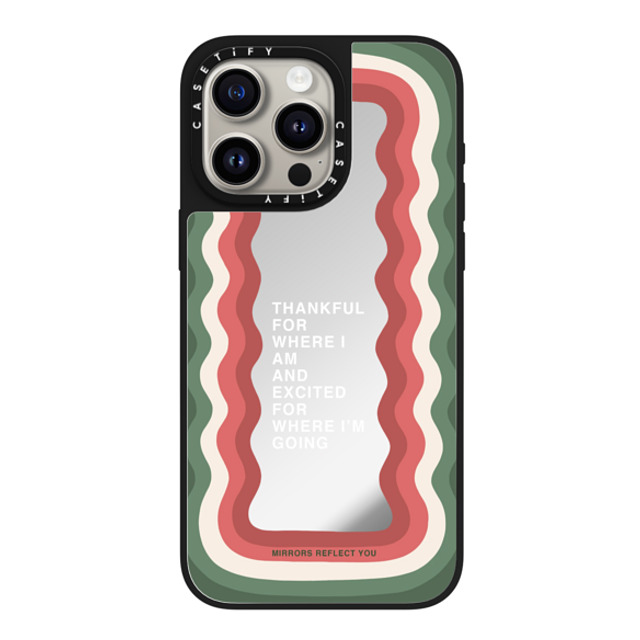 Mirrors Reflect You x CASETiFY iPhone 15 Pro Max ケース Silver on Black ミラーケース MagSafe対応 Candy Cane Waves