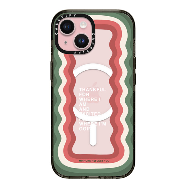 Mirrors Reflect You x CASETiFY iPhone 15 ケース ブラック インパクトケース MagSafe対応 Candy Cane Waves