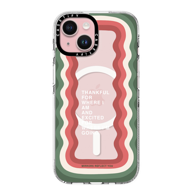 Mirrors Reflect You x CASETiFY iPhone 15 ケース クリア クリア ケース MagSafe対応 Candy Cane Waves