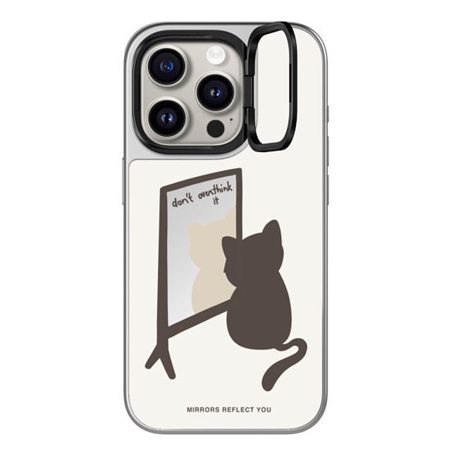 Mirrors Reflect You x CASETiFY iPhone 15 Pro ケース Quote,Typography シルバー (シルバーバンパー) ミラー リングスタンドケース MagSafe対応 overthinking cat Father's Day Mirrors Reflect You x CASETiFY iPhone 15 Pro ケース Quote,Typography シルバー (シルバーバンパー) ミラー リングスタンドケース MagSafe対応 overthinking cat Father's Day