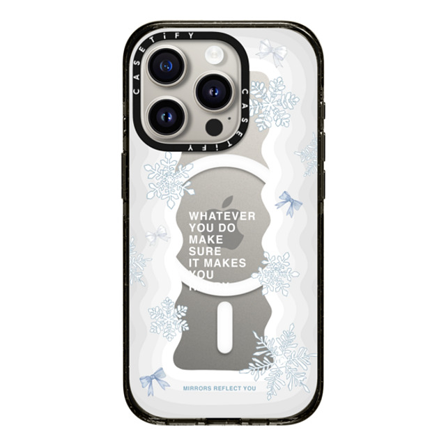 Mirrors Reflect You x CASETiFY iPhone 15 Pro ケース ブラック インパクトケース MagSafe対応 First Snow