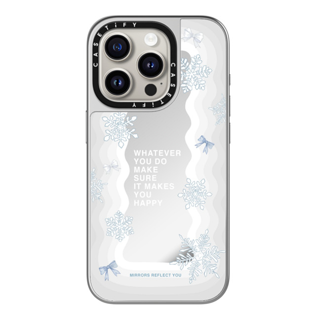 Mirrors Reflect You x CASETiFY iPhone 15 Pro ケース シルバー (シルバーバンパー) ミラーケース MagSafe対応 First Snow